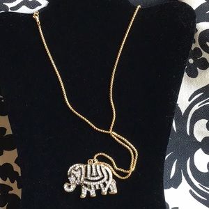Rhinestone elephant pendant necklace